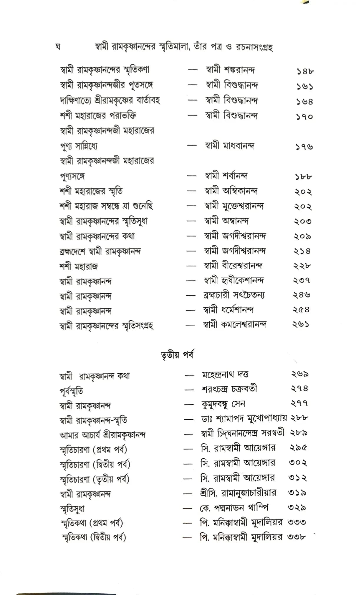 স্বামী রামকৃষ্ণানন্দের স্মৃতিমালা, তাঁর পত্র ও রচনাসংগ্রহ