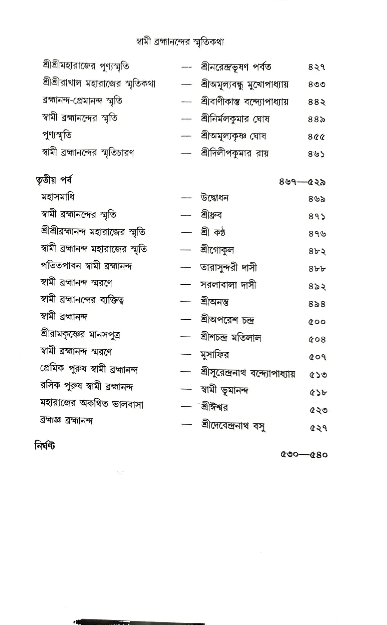স্বামী ব্রহ্মানন্দের স্মৃতিকথা